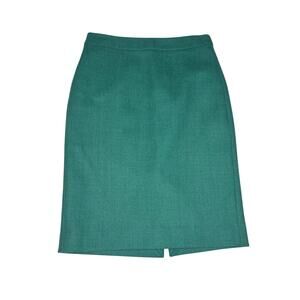 J Crew Wool Green Straight No 2 Pencil Skirt 0
